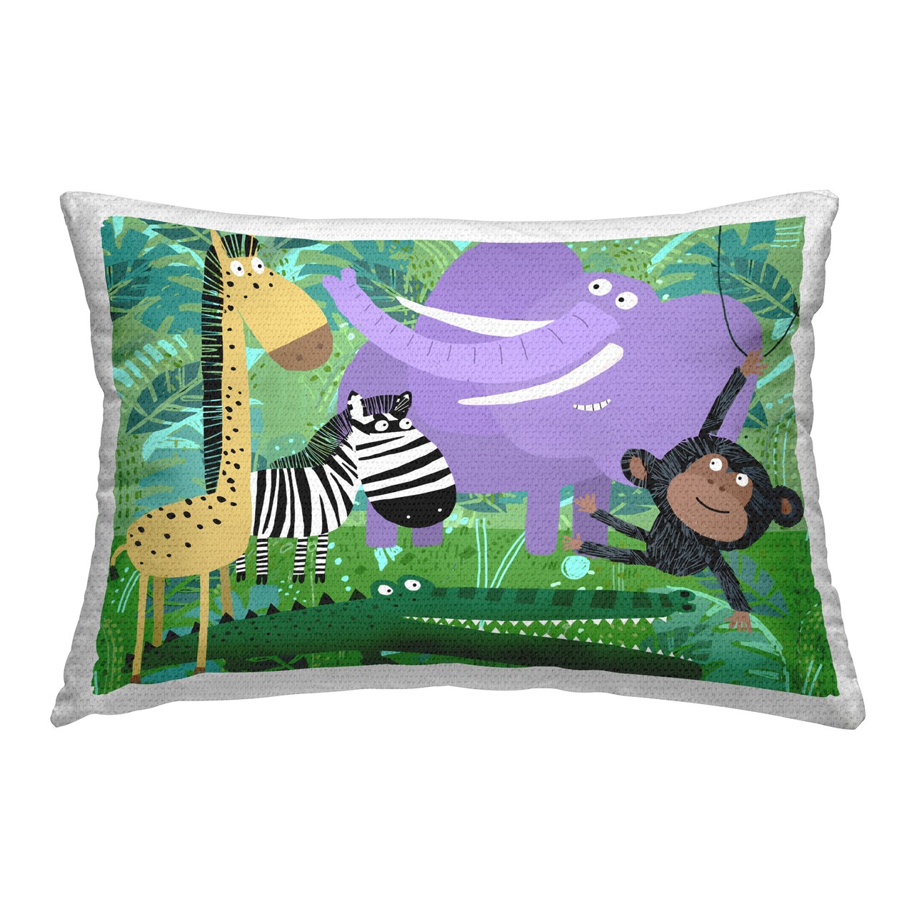 Fun Jungle Animals Design by Carla Daly Outdoor Printed Pillow